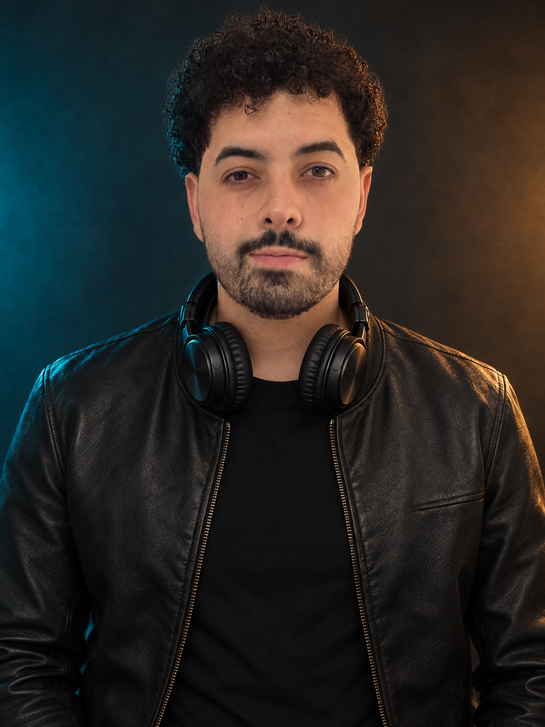 DJ Daniel — Daniel Brunella, da DJ CSOM SP, com fones de ouvido e jaqueta preta.